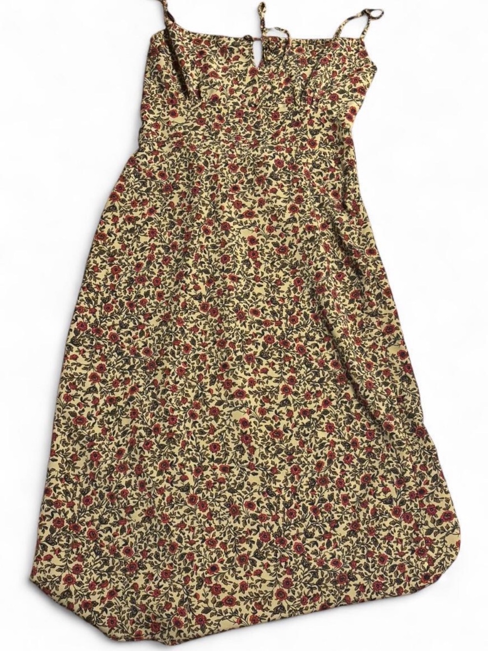 Women’s Floral Sundress — Cream with Red Rose Print Size L